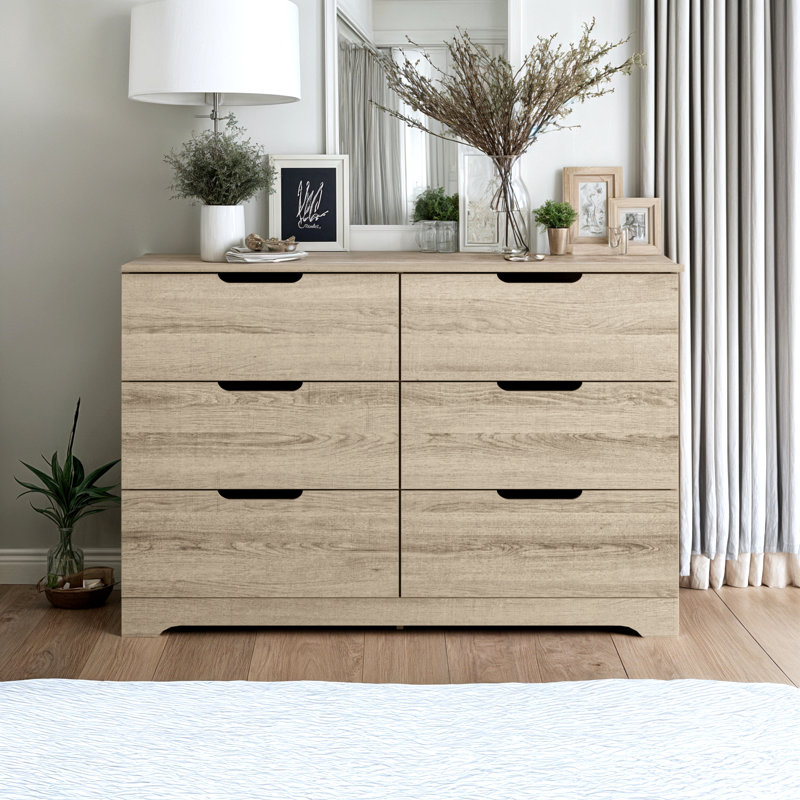 Aroob 6 Drawer Dresser 47.24'' W, Oslo Oak