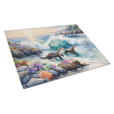 Coastal Wildlife Seals Glass Cutting Board