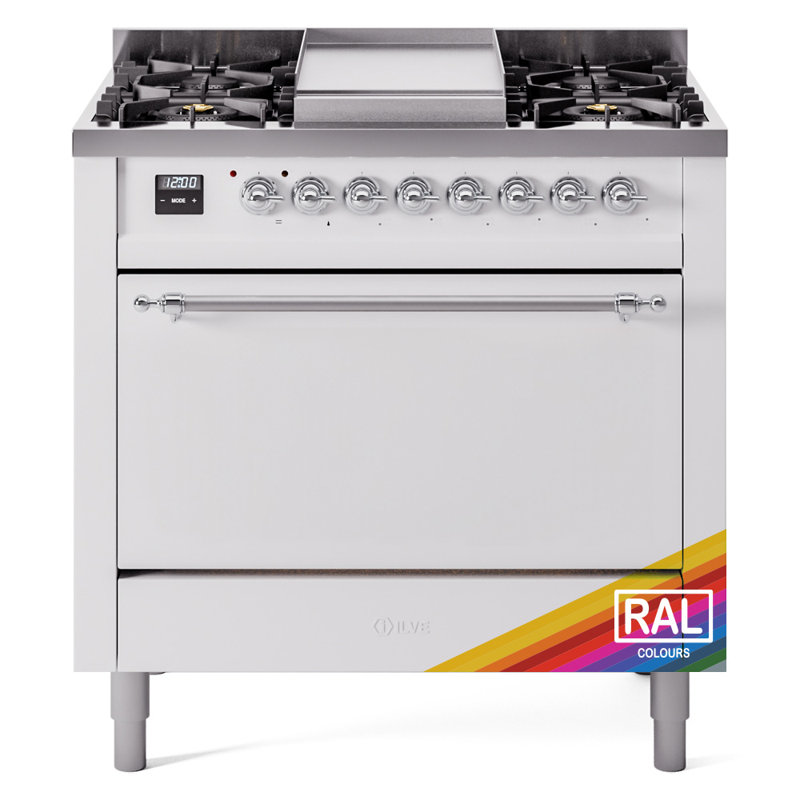 Cuisinière mixte 36 po ILVE Nostalgie II, Gaz naturel, RAL / chrome