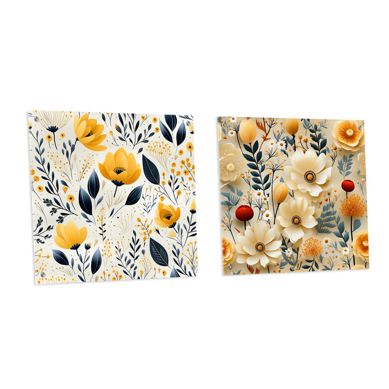 Erwan - Ensemble de 2 art mural en verre acrylique, H 36 po x l 73 po