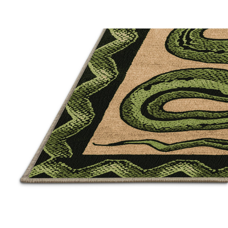 Washable African Bush Viper Wildlife Area Rug, Rectangle 3' x 5'