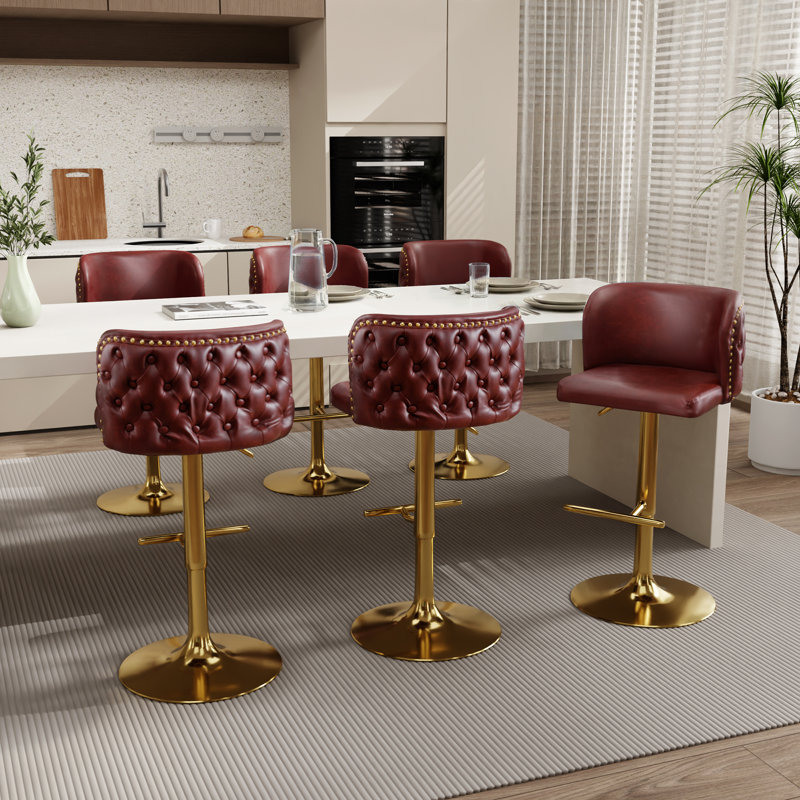 Ensemble de 6 tabourets de bar Modern, Noyer, Doré