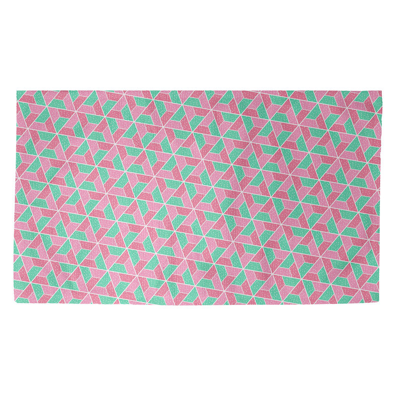 Tapis rose/vert trapézoïdals Avicia, Rectangle 5 pi 3 po x 7 pi 2 po