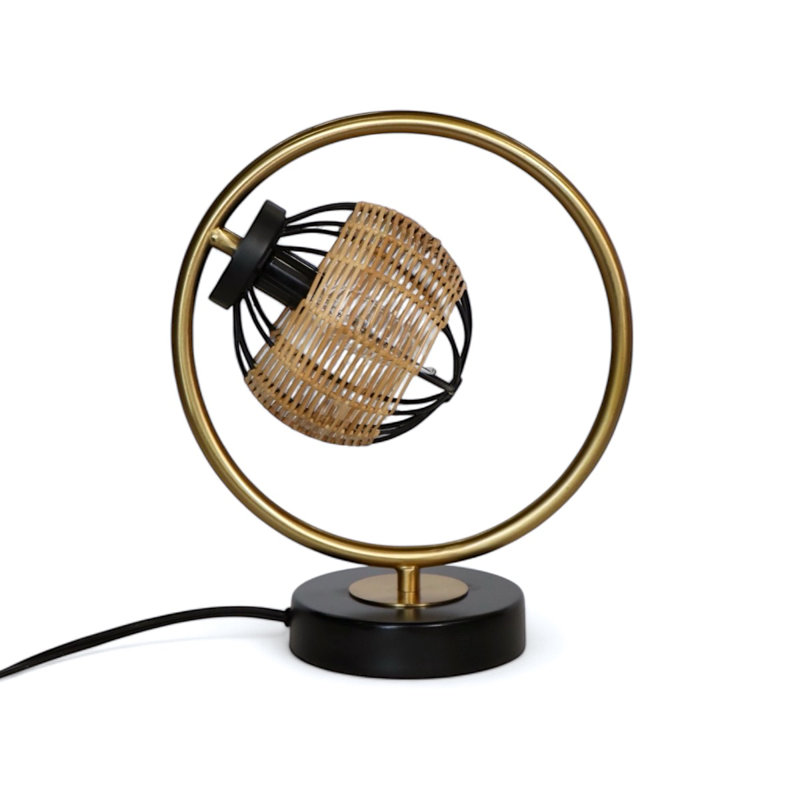 Elegant Brass & Rattan Table Lamp