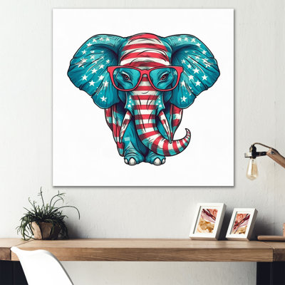 Imprimé d'éléphant bleu avec lunettes - bleu