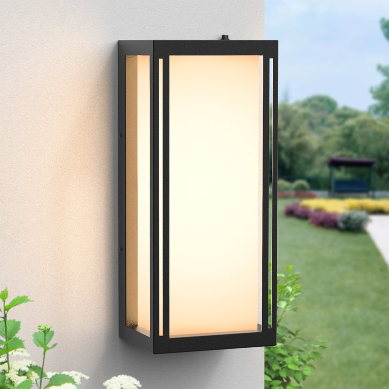Chianna 20''H Dimmable LED Black Iron Outdoor Wall Light With Dusk To Dawn, 20.5" H x 8.7" W x 6.7" D, Matte Black