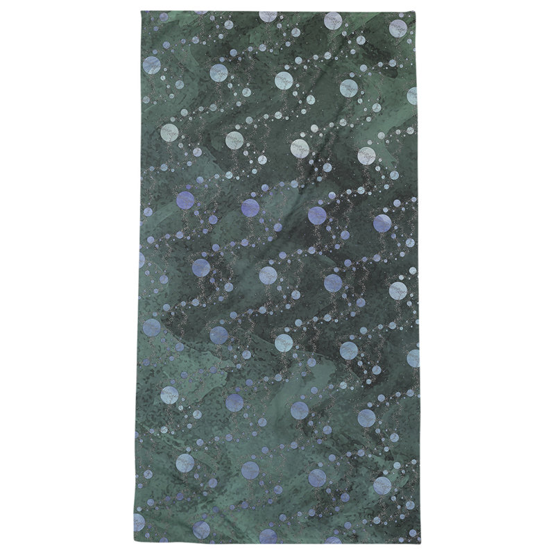 Serviette de bain planètes et étoiles, Vert / dégradé bleu
