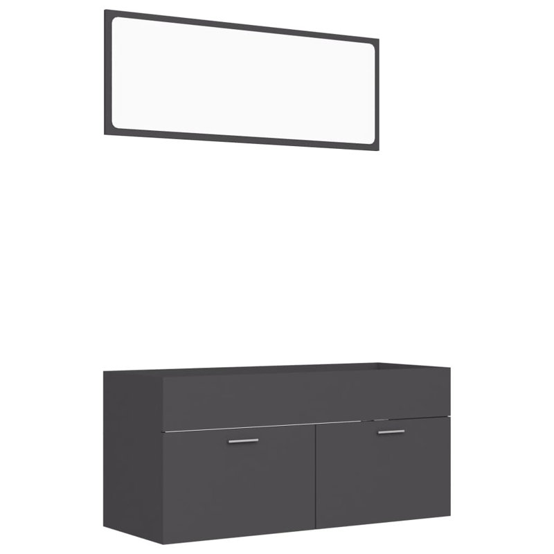 Commode d'appoint à miroir, Gris
