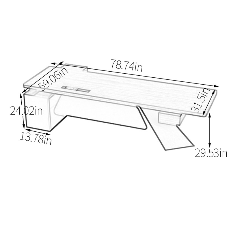 Surface de travail spacieuse et fonctionnelle, H 29,53 po x l 78,74 po x P 59,06 po, Brun / Blanc