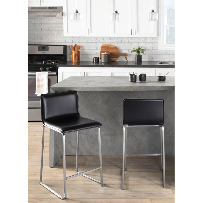 Tabouret Middlebrook, Noir, Acier inoxydable, Tabouret de comptoir (siège d'une hauteur de 26 p