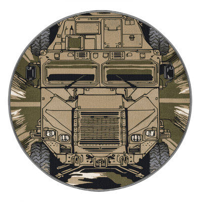 Machine Washable Transportation Brown Area Rug