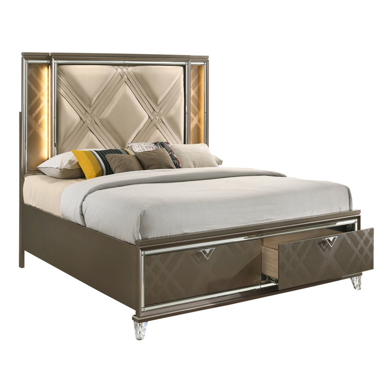 Lit rangement avec lumière DEL Livonia, Grand