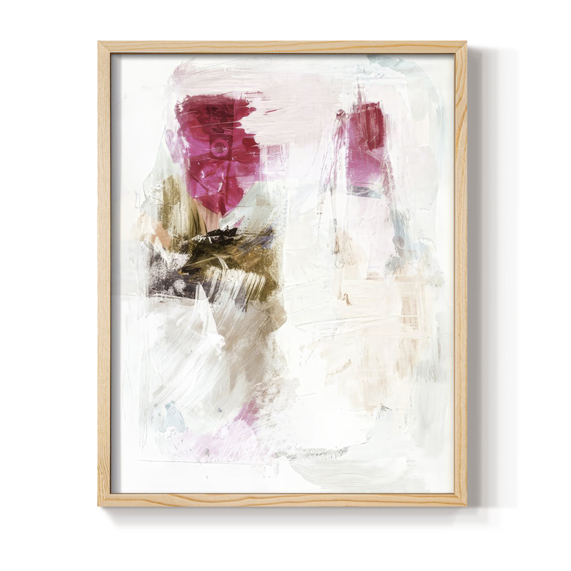 «Minimal Fuchsia Markings I», reproduction encadrée - bois massif, Naturel, H 11 po x l 9 po
