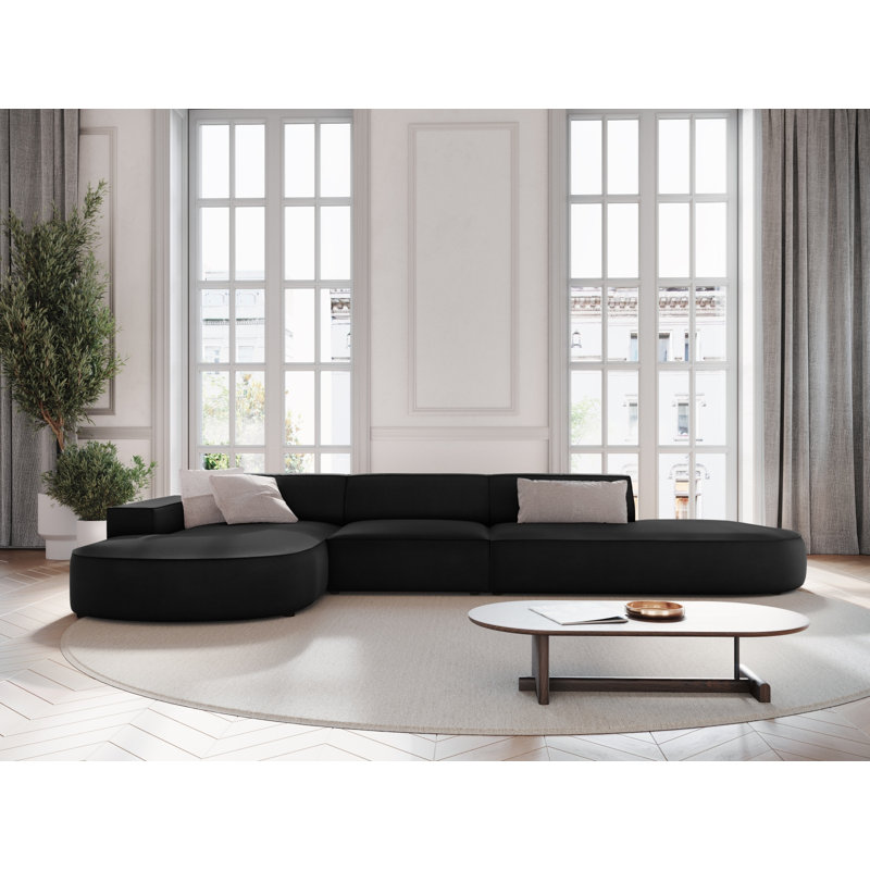 Modular L-Shaped Corner Sofa, Left Hand Facing, Black