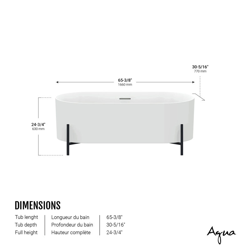 Brisca 66'' x 31.5'' Freestanding Soaking Bathtub, Matte Black