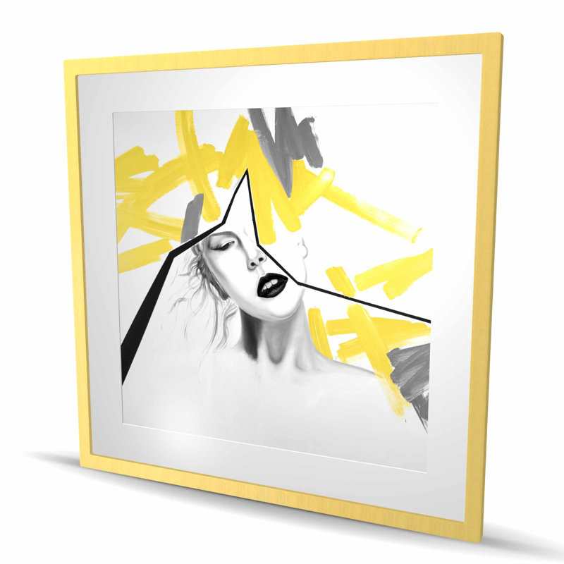 «Woman with Yellow Line - Pop Art», reproduction de chambre à coucher | Décoration intérieure