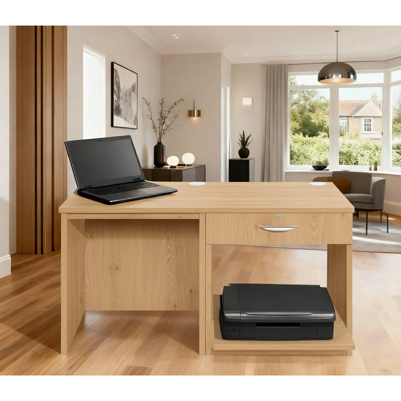 Walshaw Solid Wood Base Writing Desk, English Oak