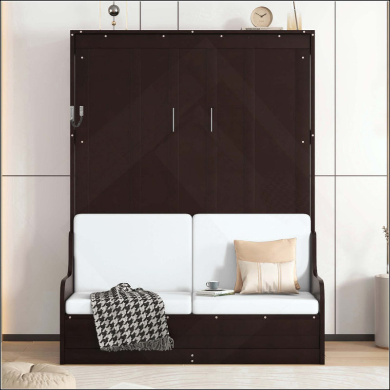 Lit escamotable mural Murphy avec coussin, Grand lit, Espresso