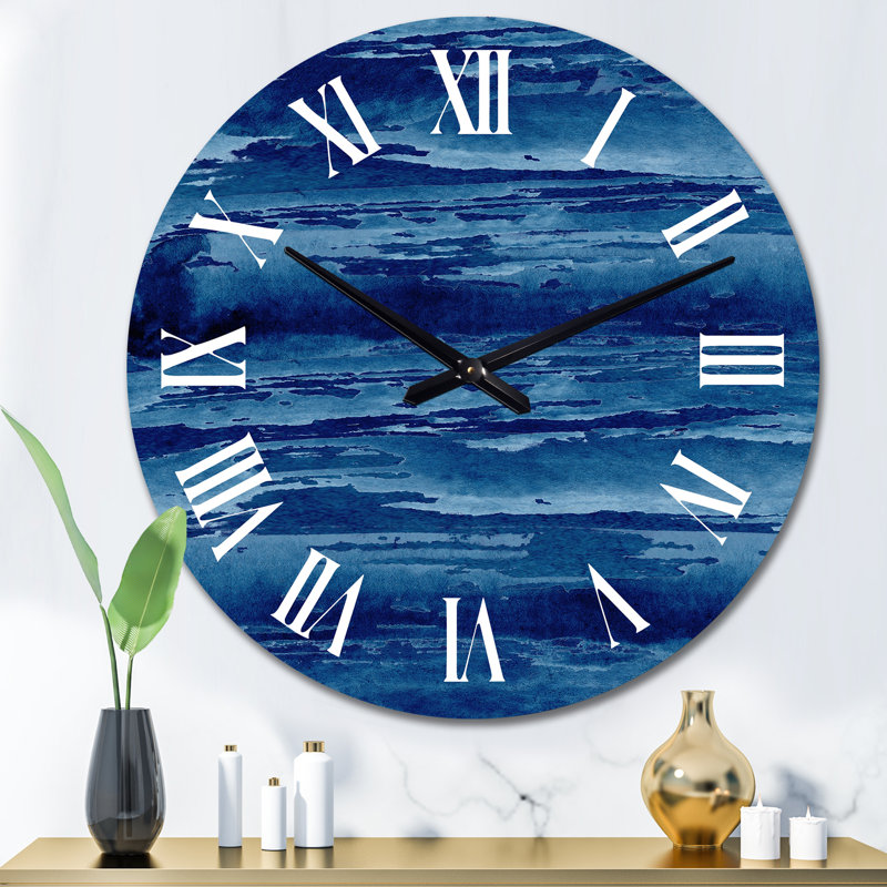 Abstrait bleu classique I - horloge murale moderne, Grand