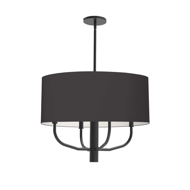 Lustre tambour à 4 lumières à intensité variable Arvell, Noir / blanc, Noir mat