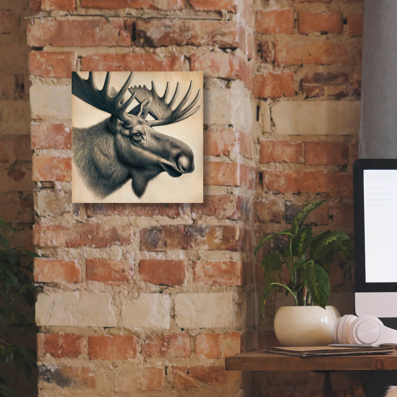 Toile épique «Moose Head» par Rey Klimt, H 12 po x l 12 po