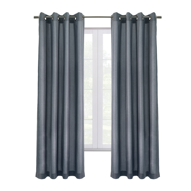 Panneau de rideau simple occultant avec œillets en lin Uni danalynn, Gris pâle, L 52 po x L 84 po