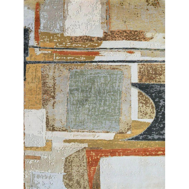 Tapis décoratif moderne multicolore à motif abstrait tissé de la collection Barcelona