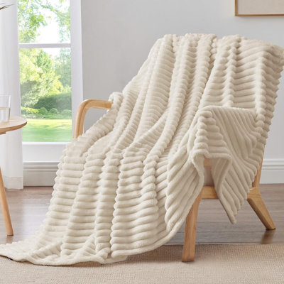 Couverture texturée en velours côtelé, jeté moelleux à rayures douillettes, lit douillet et douillet à nervures douillettes, jeté confortable toutes saisons, gris foncé (29,92 x 40,16 po)
