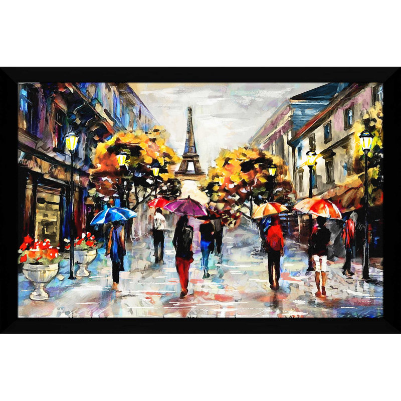 «Paris Streets», reproduction encadrée, H 33,5 po x l 49,5 po x P 1 po, Cadre noir