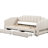 Twin Xl Extendable Daybed, Beige Linen Upholstery, Led , Storage Drawers, Strong Pine Wood Frame To King Upholstered Trundle For Extra Space
