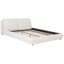 Grand lit plateforme tapissier avec deux coussins amovibles, tissu Boucle, blanc