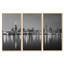 Chicago Skyline at Night, noir et blanc - 3 pièces, cadre photo flottant sur toile-760375432-760375435