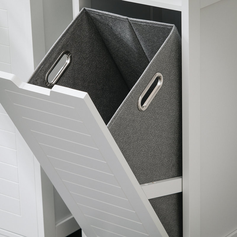  Bathroom Laundry Hamper Cabinet Tilt-out Hamper Unit with Basket