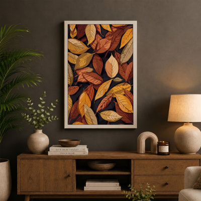 Golden Autumn Leaves Botanical - Wrapped Canvas