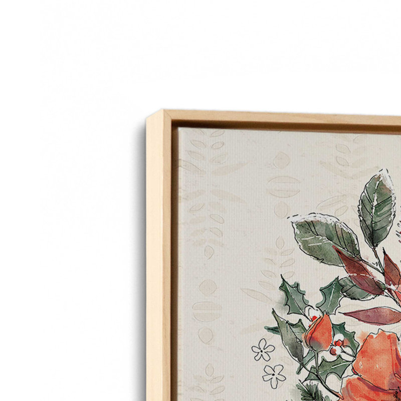 «Festive Blooms I» par Anne Tavoletti, reproduction d'art sur toile, H 12 po x l 18 po, Cadre flottant, Tanné
