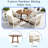 5-piece Patio Dining Table Set Included 1 Extendable Coffee Table, 4 Rattan Arm Chairs With Cushions And Iron Frame