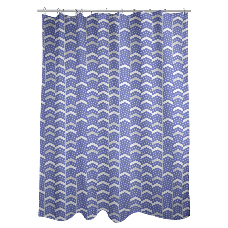 Rideau de douche simple à chevrons, Orchidée / blanc