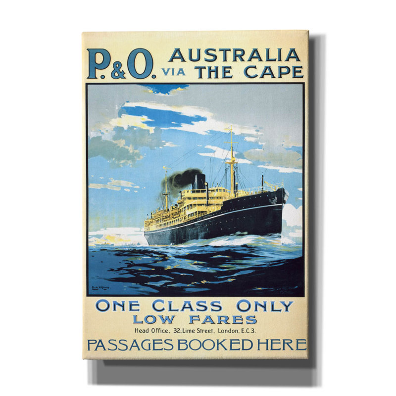 "P. O. Australie via le cap" par Vintage Posters, H 26 po x l 18 po x P 0,75 po