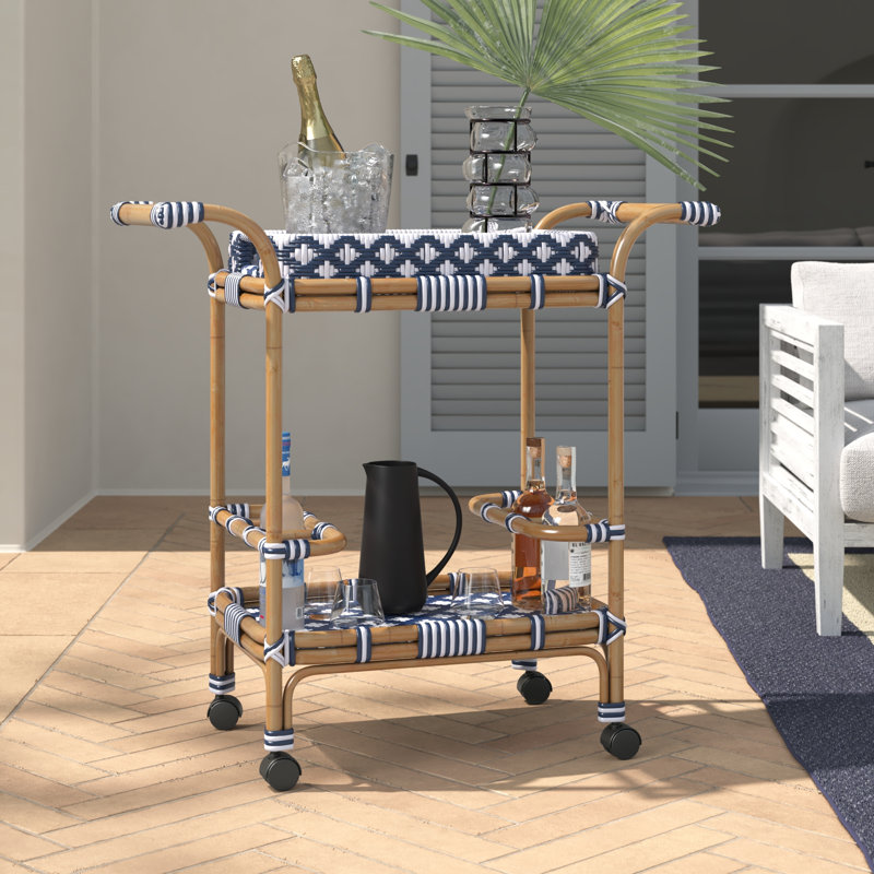 Domenica Bar Cart, Blue/white