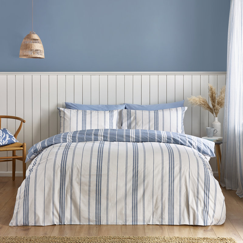 Harbour Stripe Reversible Duvet Cover Set, Super King Duvet Cover + 2 Standard Pillowcases