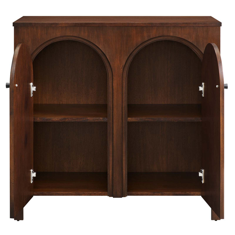 Appia Walnut Wood 36.2" Arched Door Storage Cabinet with Adjustable Shelves