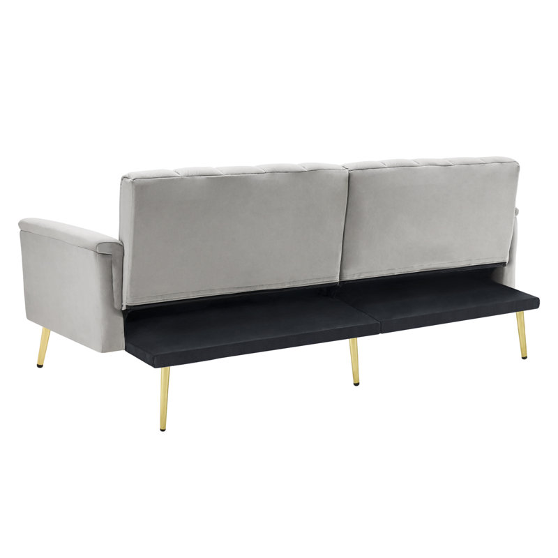 2 Seater Velvet Sofa Bed, Grey