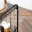 Chariot pour îlot de cuisine à 3 niveaux avec crochets, noyer, 2 glissières et rangement, conception à micro-ondes fonctionnelle