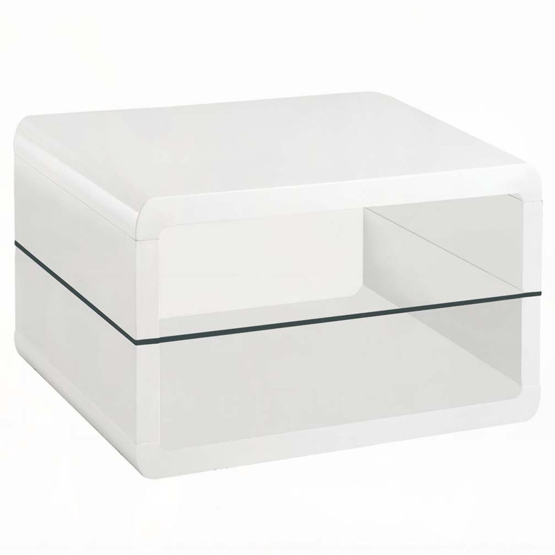Table de bout rectangulaire blanche à 1 tablette Emerson