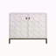 Rangement d'appoint moderne avec finition lustrée blanc moderne de 31,88 po de hauteur avec tablettes et revêtement métallique doré