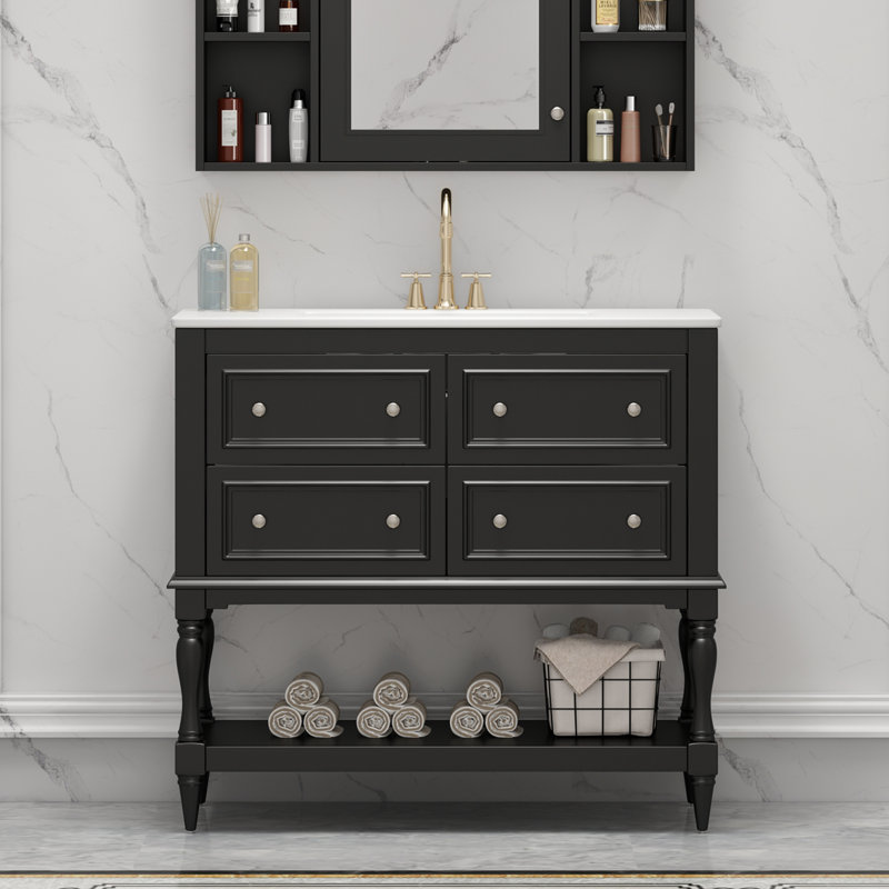 Ensemble de meuble-lavabo 36 po avec lavabo, Noir