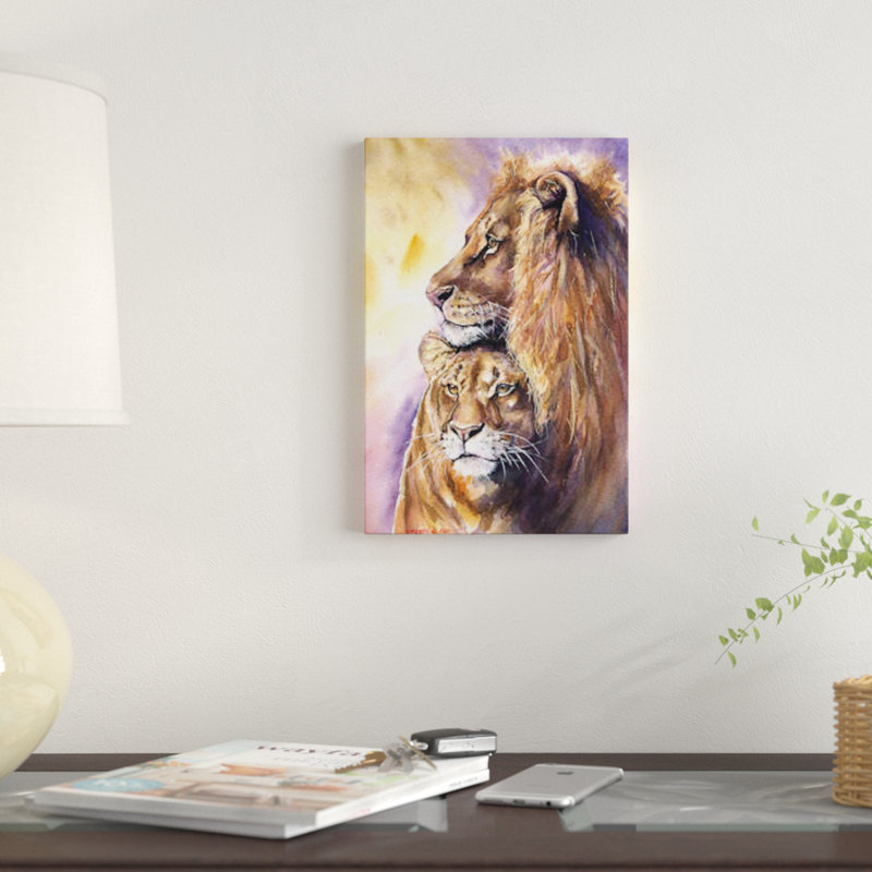 « lion », impression sur toile, H 18 po x l 12 po x P 1,5 po, Toile tendue, Pas de tapis