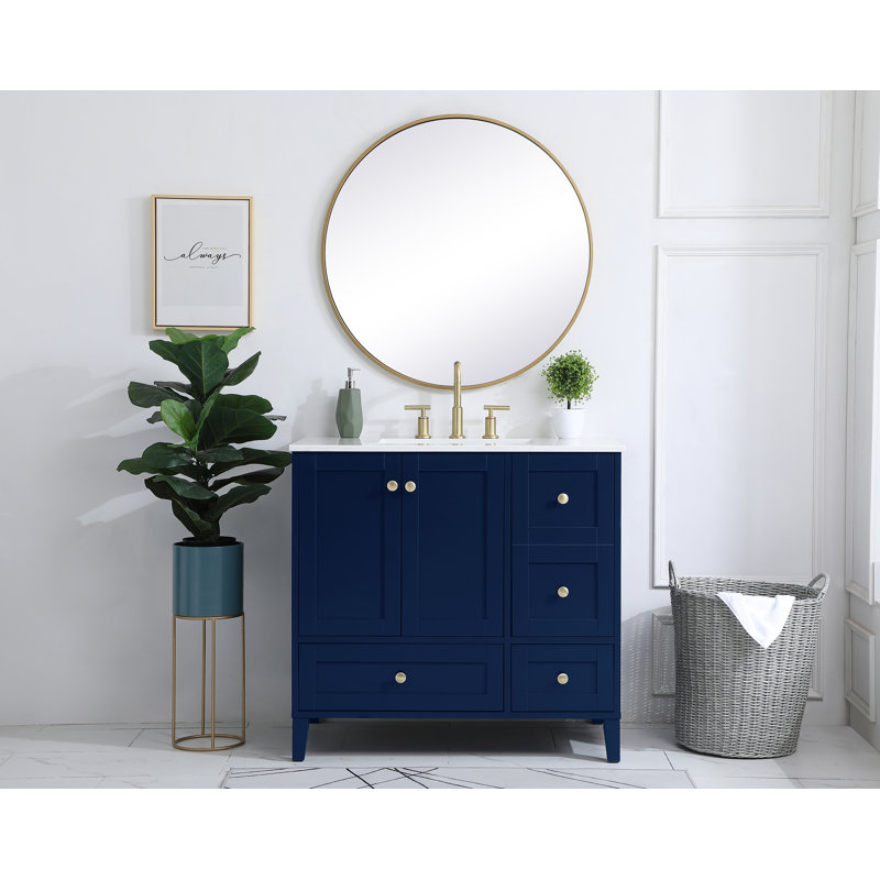 Ensemble de meuble-lavabo simple 36 po Selma, Bleu