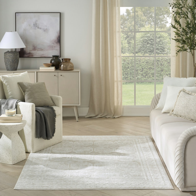 Tapis ivoire beige rétro 5 pi 3 po x 7 pi Lafever, Rectangle 5 pi 3 po x 7 pi