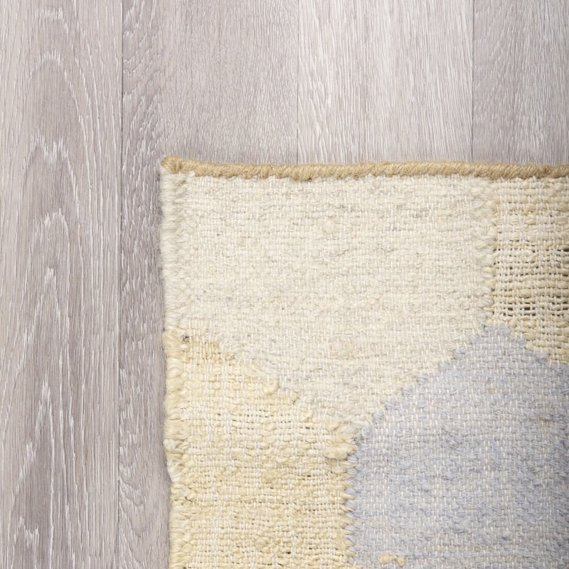 Tapis géométrique en coton / crème Aletriz, Rectangle 5 pi x 8 pi